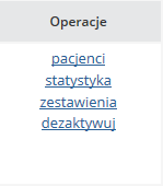 Nagłówek kolumny: Typ kolejki, Aktywność kolejki Prezentowane informacje: Typ kolejki, np. ONKLOGICZNA (DILO) lub standardowa Aktywność kolejka aktywna bądź nieaktywna Nagłówek kolumny: Kod pier.