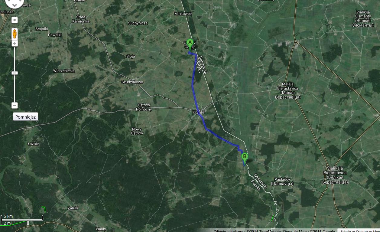 Przypadek 2. Ozierany Wielkie gm. Krynki 2,5 km od granicy białoruskiej, 17.02.2014.