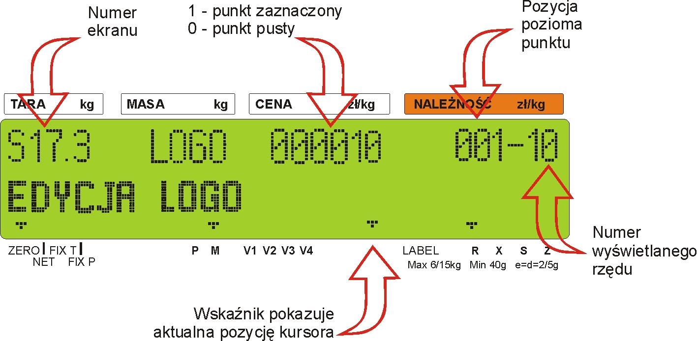 INSTRUKCJA OBSŁUGI 6.20.1. Przygotowanie do programowania LOGO Przygotować projekt Logo na kartce z siatką 128 x 64 punkty. W przypadku Logo etykiety zaznaczyć obszar dla Logo.