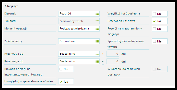 Zakładka Zamówienia - oferty okna konfiguracji W konfiguracji zamówień dostępna jest lista definicji ich priorytetów. Zastosowanie priorytetów omówiono w dalszej części rozdziału.