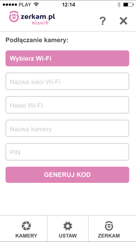 11 Wypełnij pola formularza, a następnie kliknij Generuj kod. Nazwa sieci WI-FI wprowadź dokładną nazwę swojej sieci WI-FI uwzględniając duże i małe litery oraz inne znaki.