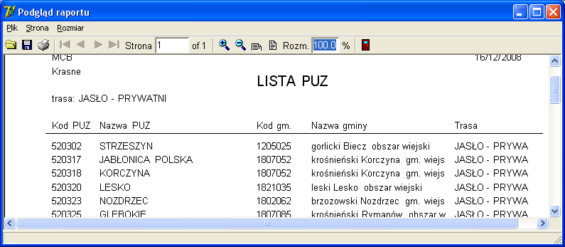 PUZ. Kliknięcie przycisku Anuluj spowoduje zamknięcie okienka wyszukiwania, bez przeszukiwania danych. System umożliwia ograniczenie wyświetlanych danych.