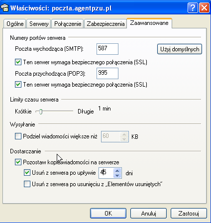 4. Konfiguracja konta cd..(rysunek 3) Numer kroku 1. 2. Opis Czynności W oknie które ukazało się po kliknięciu Więcej ustawień.