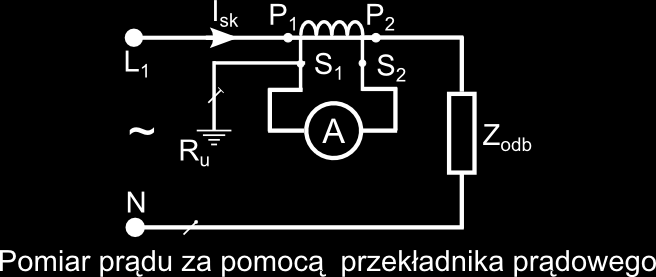 Przekładniki prądowe Prąd mierzony płynie przez uzwojenie pierwotne przekładnika. Uzwojenie to ma zaciski oznaczone jako P1 i P2.