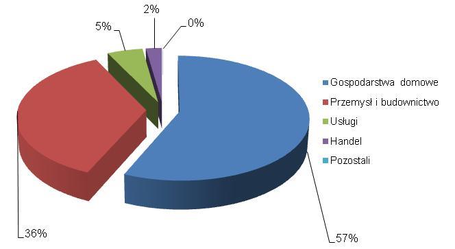 Wykres 6.7 Struktura zużycia gazu przez poszczególne grupy odbiorców w 2013 r.