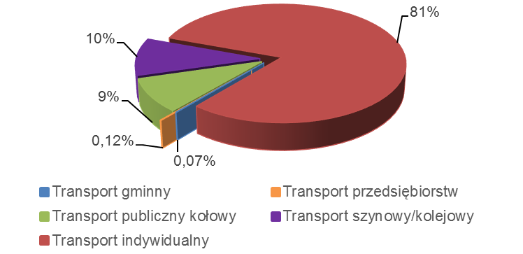 8.2.2. Transport Wyliczono, że na potrzeby ruchu środków transportu na obszarze Płocka zużyto 232 GWh energii w zastosowanych paliwach, co spowodowało wyemitowanie do atmosfery łącznie około 60 158