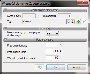 Rys. 6. Okno własności zabezpieczenia Biblioteka urządzeń zabezpieczających ukryta jest w Menadżerze Stylów.