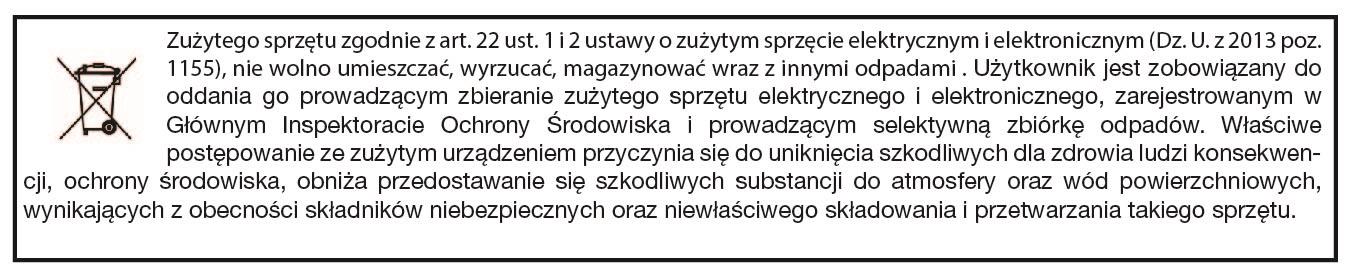 UWAGA: Informacje zawarte w niniejszej instrukcji mają charakter wyłącznie informacyjny i nie stanowią oferty handlowej w