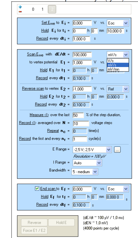 CYCLIC VOLTAMMETRY - WOLTAMPEROMETRIA CYKLICZNA 9. Z menu wybrać Experiment: otworzyć New. Otworzy się okno z wyborem techniki 10.