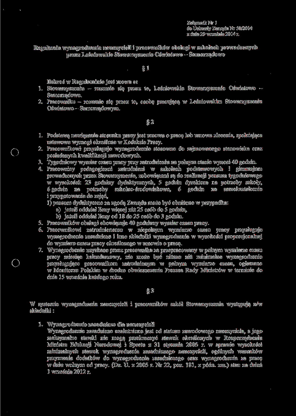 Załącznik Nr l do Uchwały Zarządu Nr 50/2014 z dnia 29 września 2014 r.