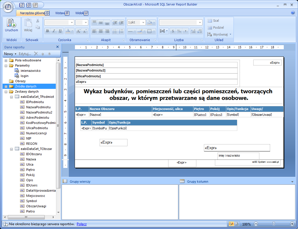 Definiowanie Raportów W wersji 2.3.0 został utworzony katalog RAPORTY, który zawiera definicje raportów. W tabeli poniżej warte są nazwy plików z opisem raportów.