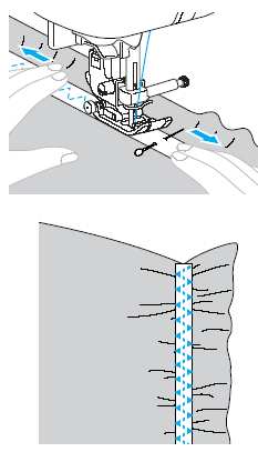 Przyszyj taśmę elastyczną tak, aby była rozciągnięta na taką samą długość jak materiał.