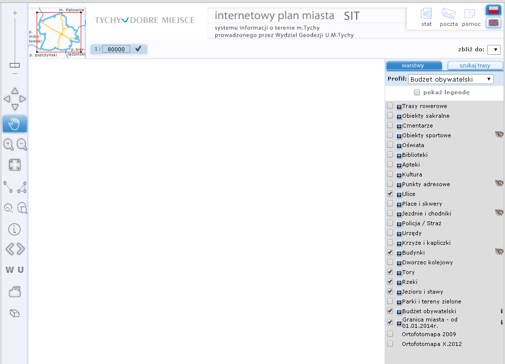 Internetowy Plan Miasta Tychy stanowi jeden z elementów aplikacji SIT.