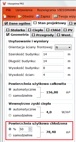 Po uzupełnieniu danych dotyczących przegród, stolarki,