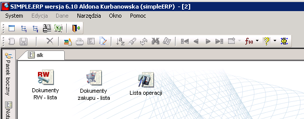 Rysunek 9 3. Menu umożliwia przeglądanie i rozwijanie jego katalogów, wyciąganie ikon katalogów oraz pojedynczych ikon na pulpit programu ERP.