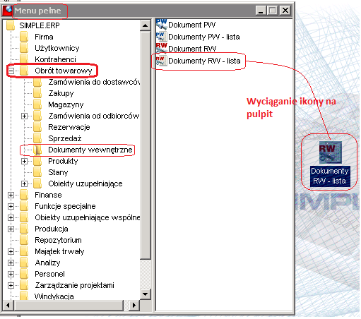 2. Wygląd Menu pełnego, częściowo rozwiniętego: a.