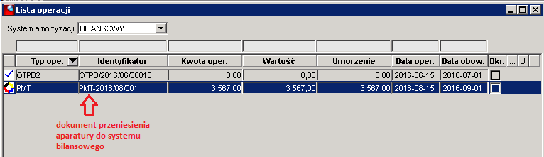 Zatwierdzenie dokumentu PPB powoduje automatyczne utworzenie dokumentu o symbolu PMT - przeniesienie wartości do systemu bilansowego Zatwierdzenie dokumentu PMT automatycznie przenosi środek w