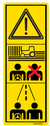 Transport - bezpieczeństwo operatora i pasażera Fotel pasażera Zabronione jest przewożenie pasażera na miejscu innym niż przewidziany do tego celu fotel.