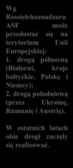 Europejskiej: 1. drogą północną (Białoruś, kraje bałtyckie, Polskę i Niemcy); 2.