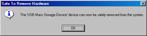 DC-4200 POWERCAM ROZŁĄCZANIE Z KOMPUTEREM 2 Windows XP. Kliknij symbol lewym przyciskiem myszki 2. Kliknij "Safely remove Mass Storage Device" (Bezpieczne usuwanie sprzętu.