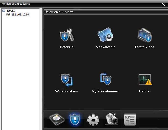 Alarm Ustawienia alarmwe Ustawienia alarmwe pzwalają ustawić rzeczy takie jak: Detekcja ruchu Detekcja ruchu Oprgramwanie umżliwia ustawienie kanału, czułści,