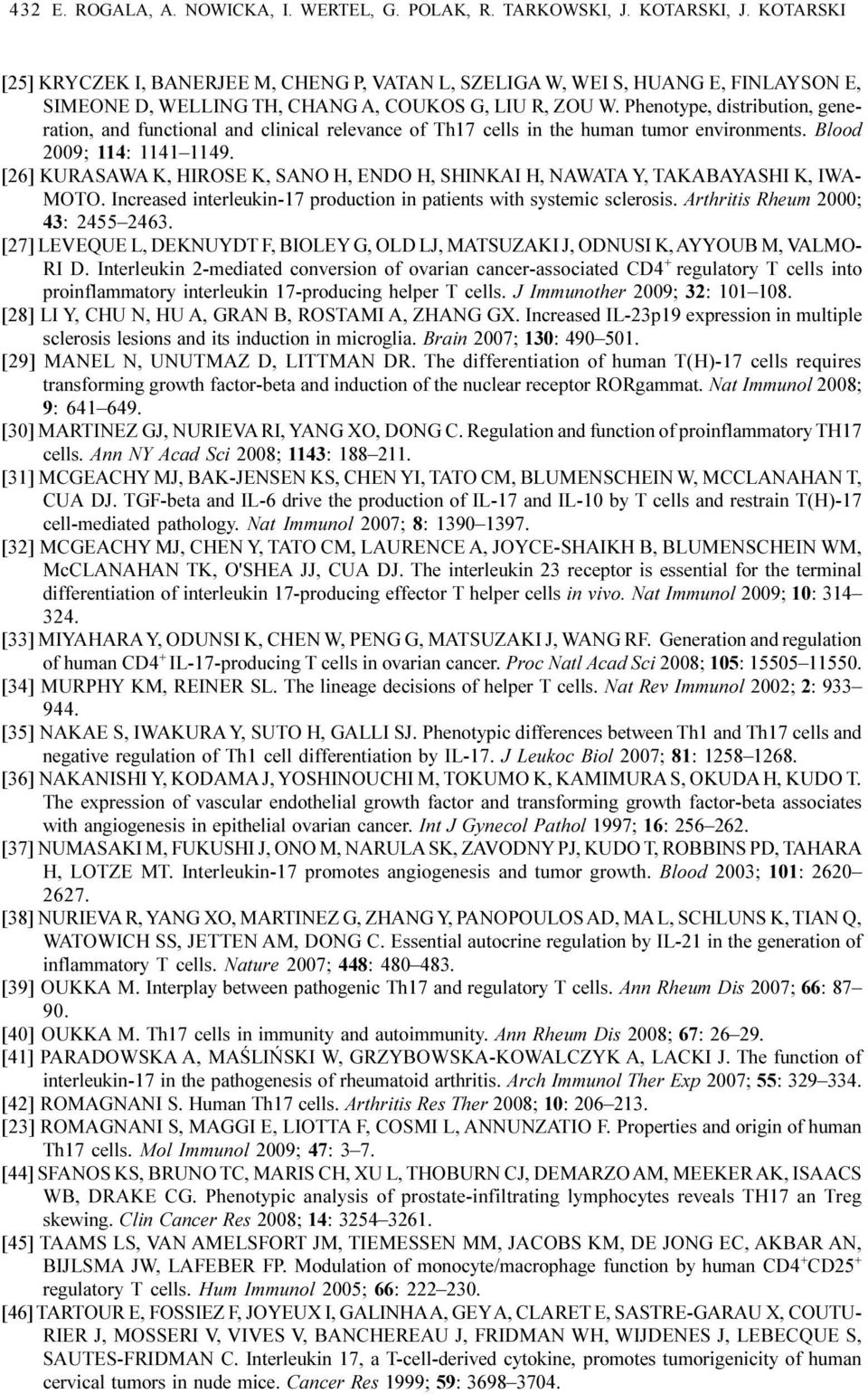 Phenotype, distribution, generation, and functional and clinical relevance of Th17 cells in the human tumor environments. Blood 2009; 114: 1141 1149.