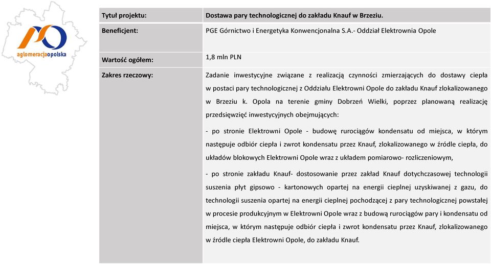 Opole do zakładu Knauf zlokalizowanego w Brzeziu k.