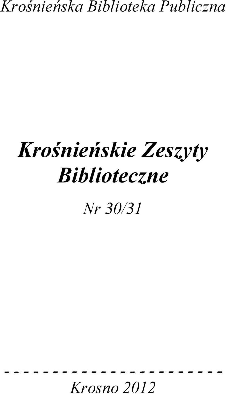 Krośnieńskie Zeszyty