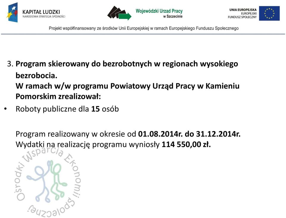 zrealizował: Roboty publiczne dla 15 osób Program realizowany w okresie