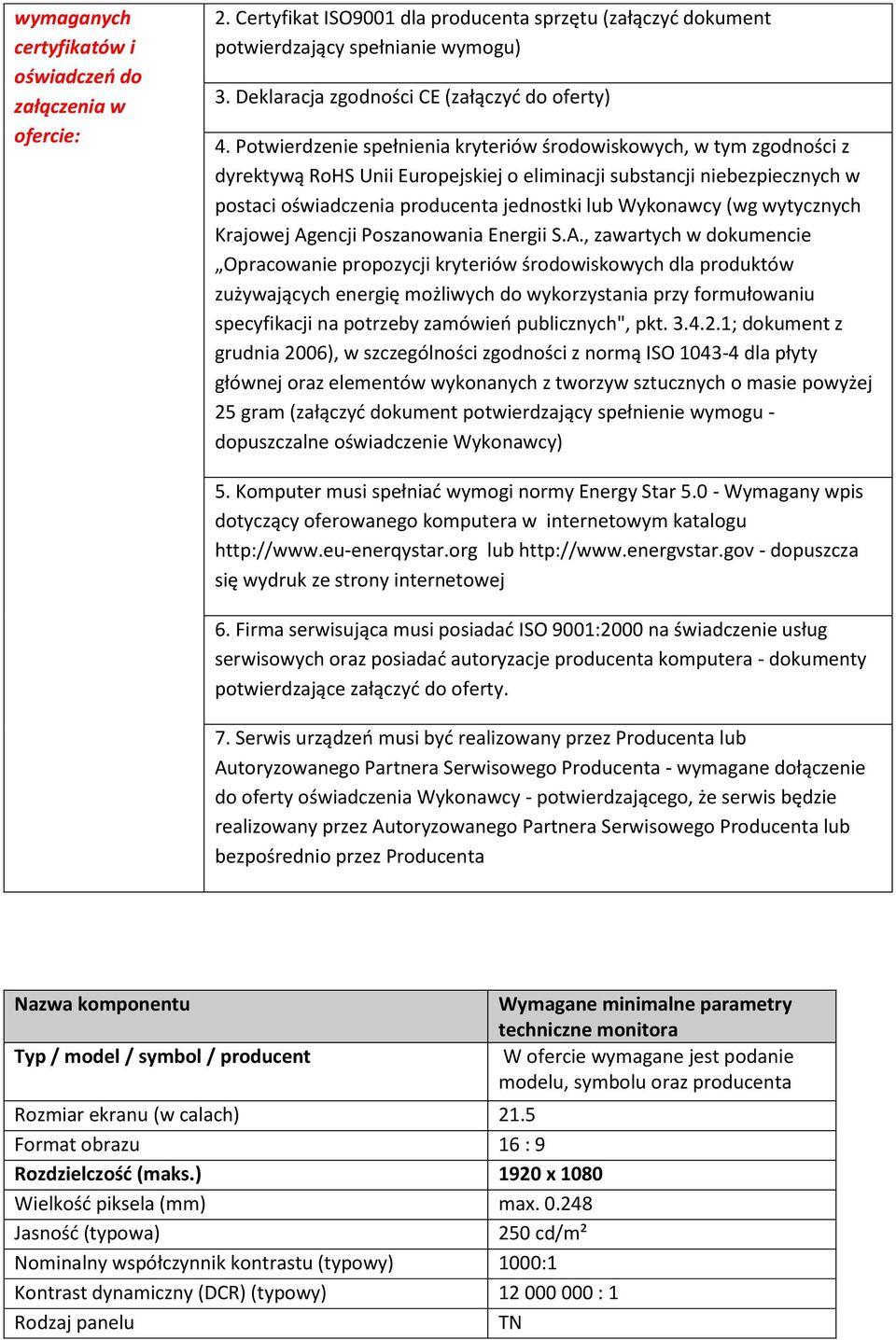 Potwierdzenie spełnienia kryteriów środowiskowych, w tym zgodności z dyrektywą RoHS Unii Europejskiej o eliminacji substancji niebezpiecznych w postaci oświadczenia producenta jednostki lub Wykonawcy