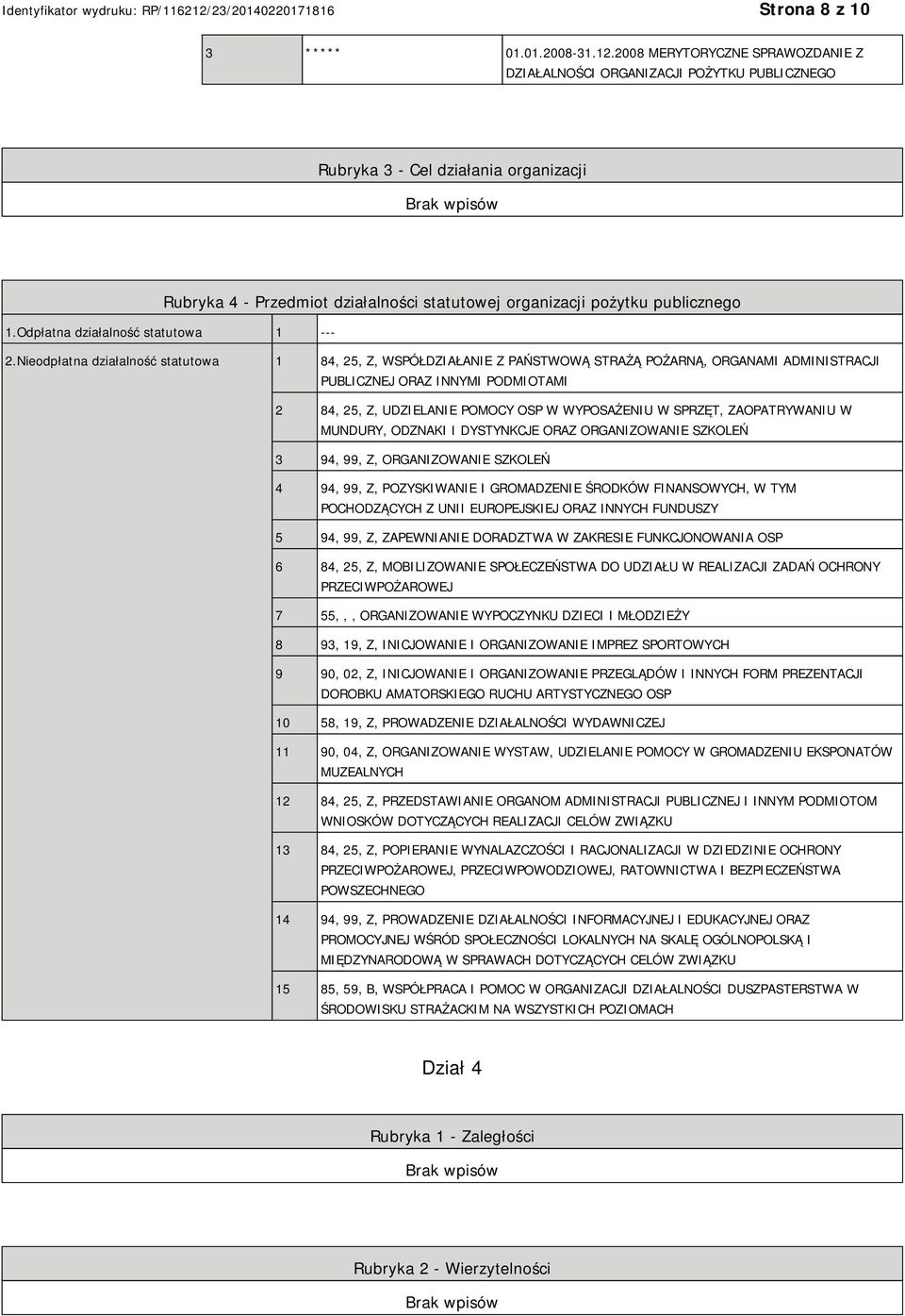 Odpłatna działalność statutowa 1 --- 2.