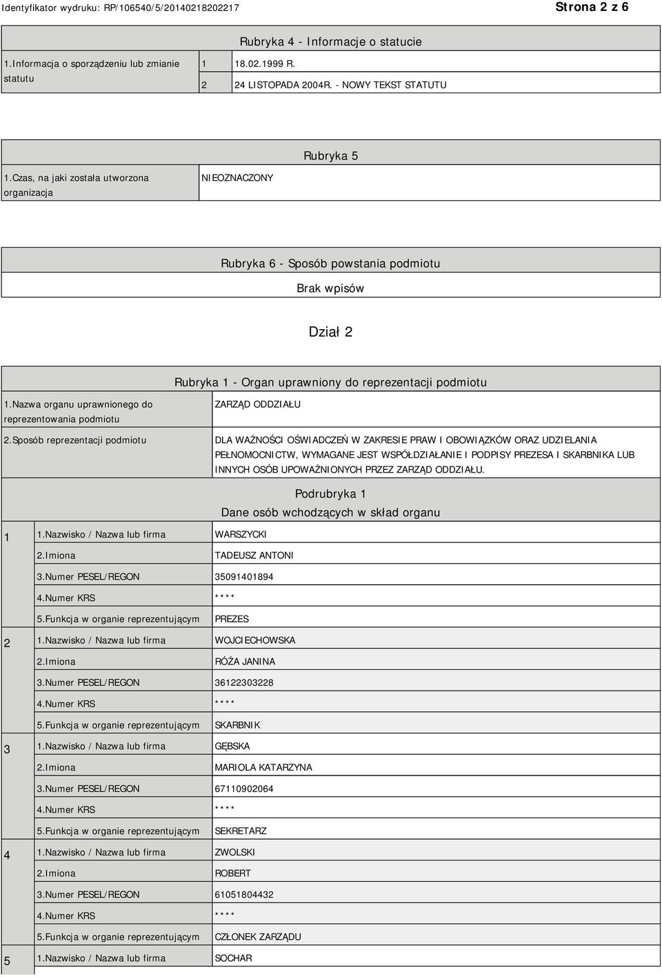Nazwa organu uprawnionego do reprezentowania podmiotu 2.