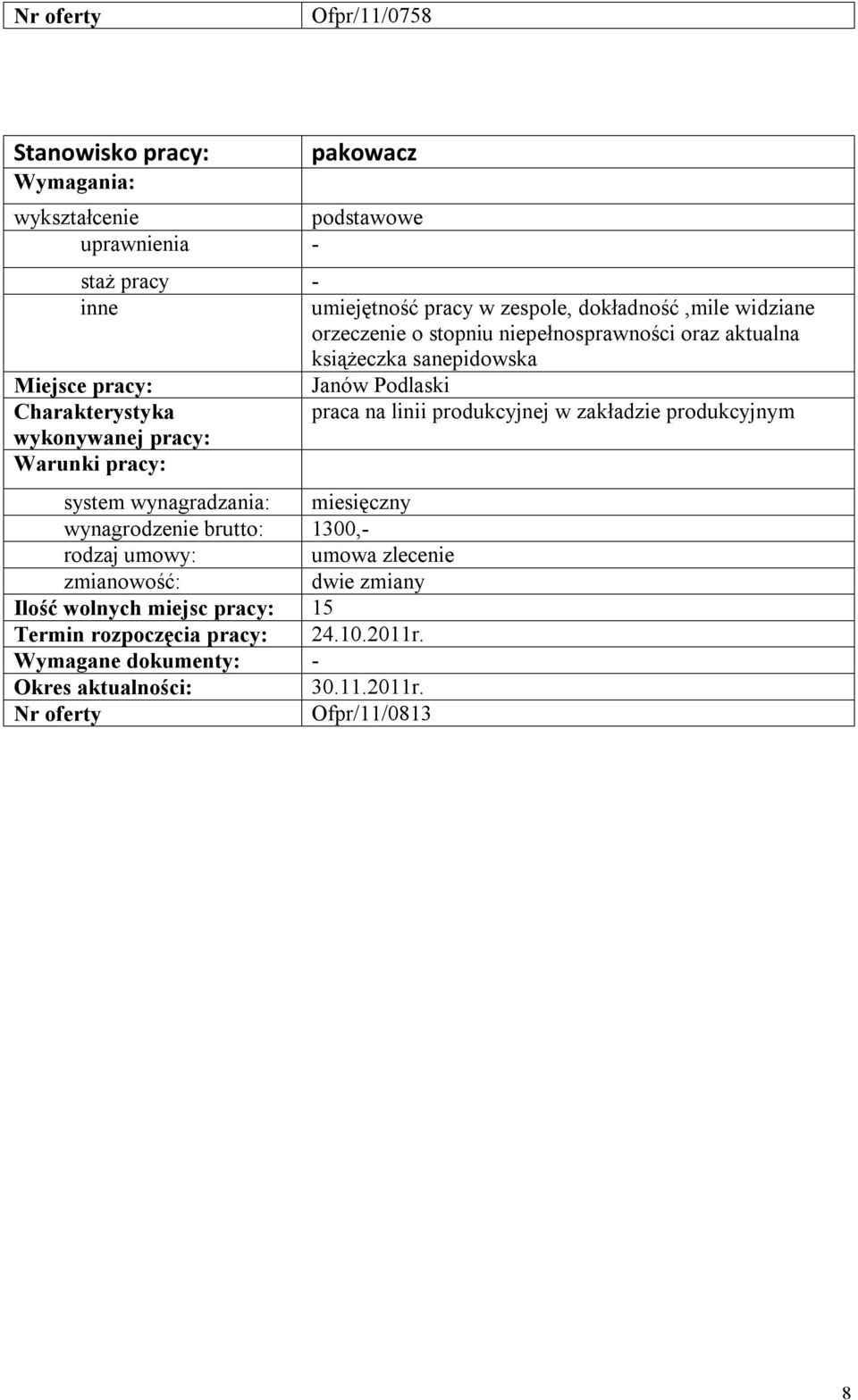 Podlaski praca na linii produkcyjnej w zakładzie produkcyjnym wynagrodzenie brutto: 1300,- umowa