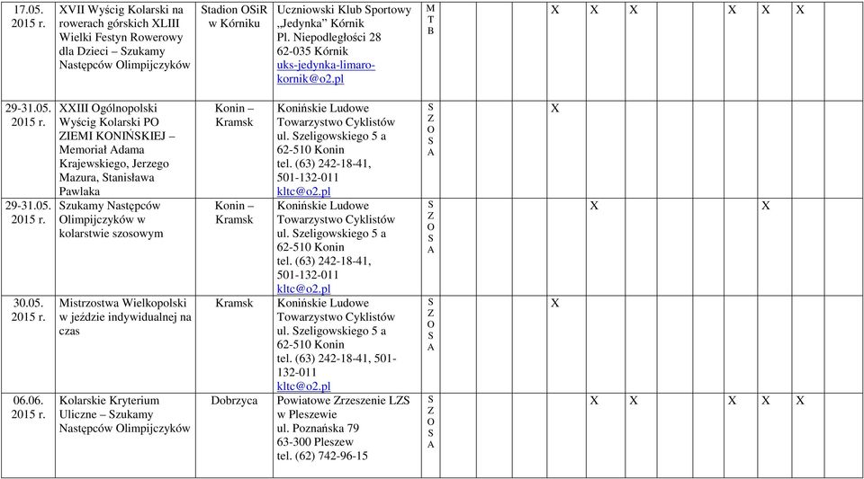 06. XXIII gólnopolski Wyścig II KNIŃKI emoriał dama Krajewskiego, erzego azura, tanisława awlaka zukamy Następców limpijczyków w kolarstwie szosowym w jeździe indywidualnej na czas e Kryterium