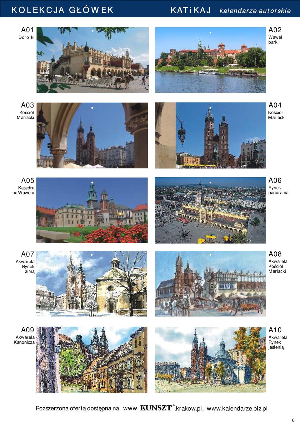 panorama A07 Akwarela Rynek zimą A08 Akwarela Kościół Mariacki A09 Akwarela Kanonicza