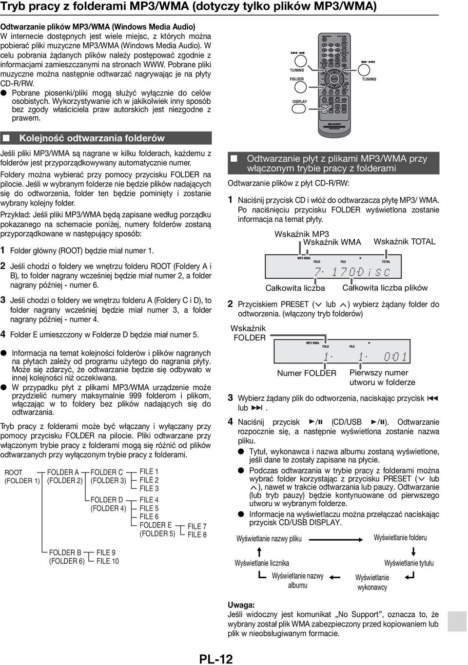 Pobrane pliki muzyczne można następnie odtwarzać nagrywając je na płyty CD-R/RW. Pobrane piosenki/pliki mogą służyć wyłącznie do celów osobistych.