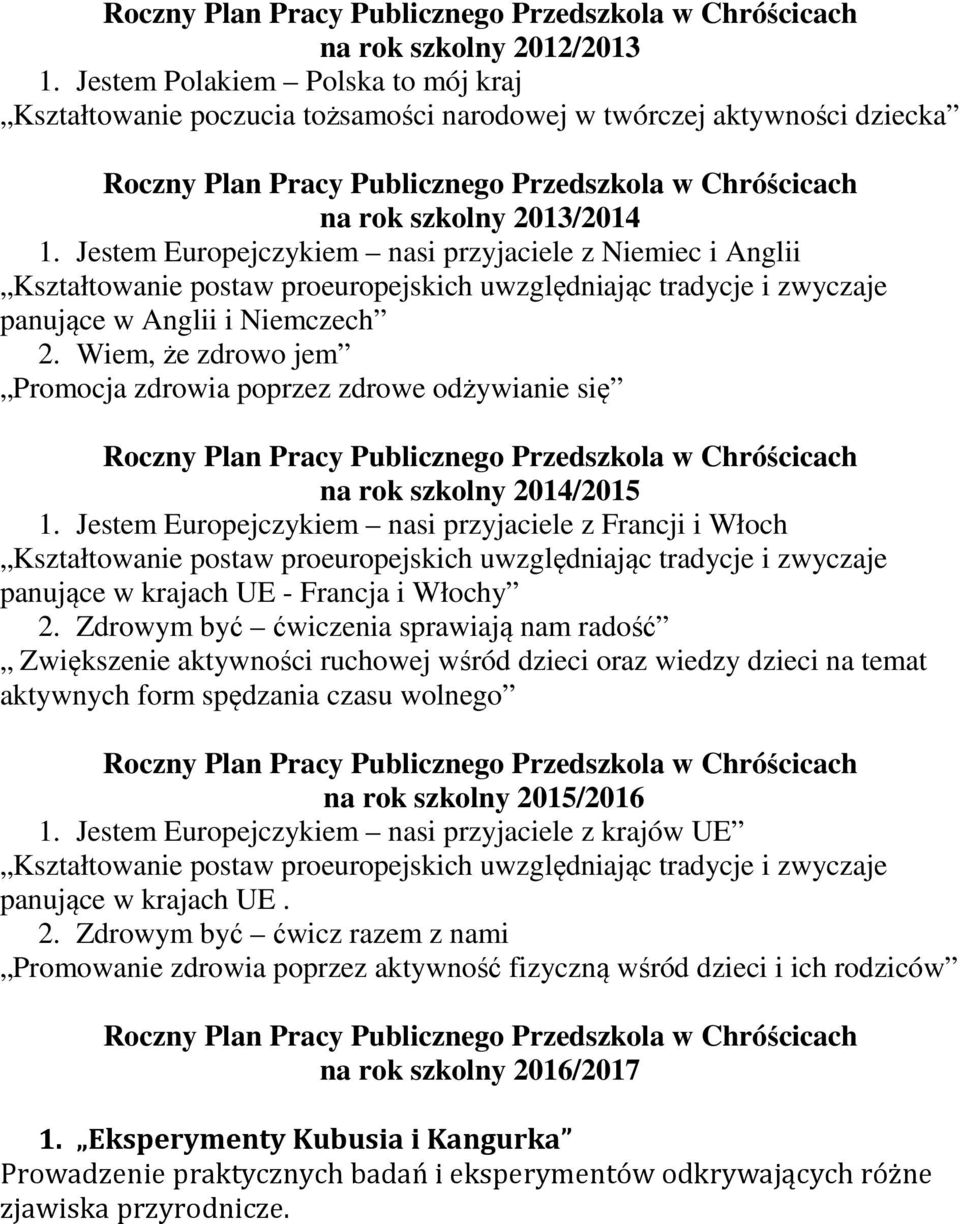 Wiem, że zdrowo jem Promocja zdrowia poprzez zdrowe odżywianie się na rok szkolny 2014/2015 1.