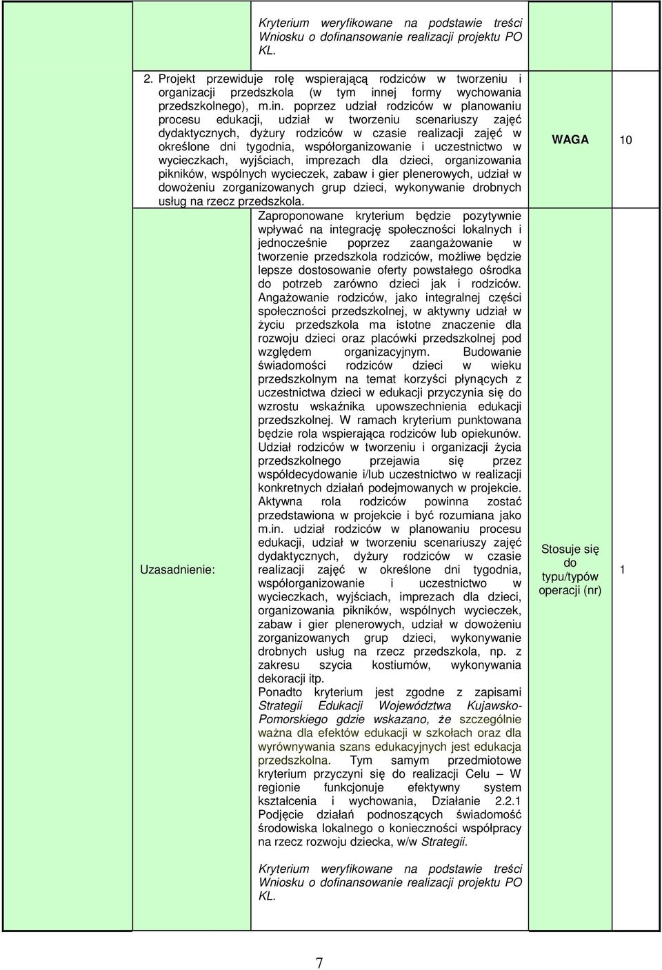 ej formy wychowania przedszkolnego), m.in.