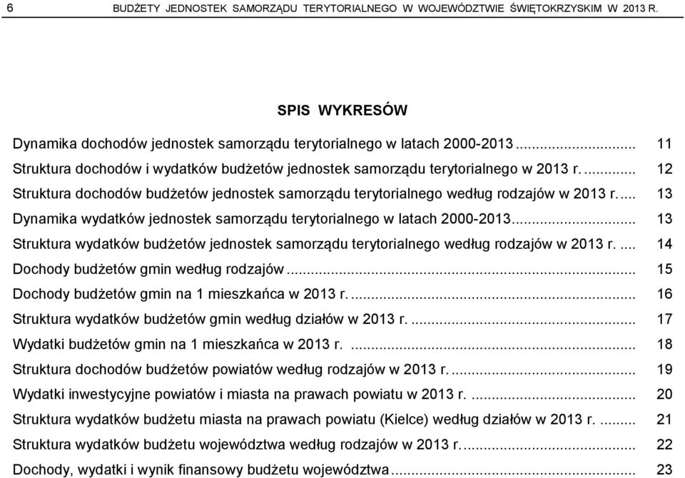 ... 13 Dynamika wydatków jednostek samorządu terytorialnego w latach 2000-2013... 13 Struktura wydatków budżetów jednostek samorządu terytorialnego według rodzajów w 2013 r.