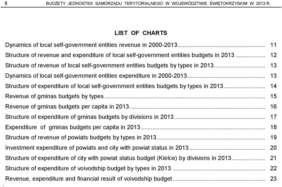 .. 13 Dynamics of local self-government entities expenditure in 2000-2013... 13 Structure of expenditure of local self-government entities budgets by types in 2013.