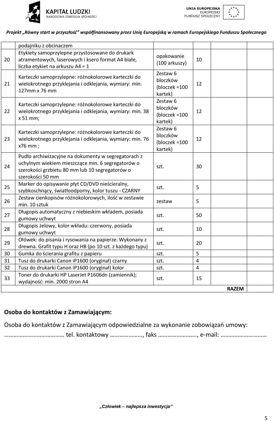 127mm x 76 mm Karteczki samoprzylepne:  38 x 51 mm; Karteczki samoprzylepne:  76 x76 mm ; (0 arkuszy) Zestaw 6 bloczków (bloczek =0 kartek) Zestaw 6 bloczków (bloczek =0 kartek) Zestaw 6 bloczków