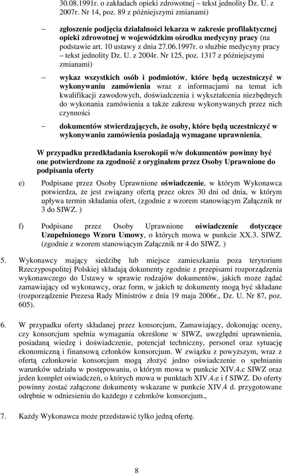 o słuŝbie medycyny pracy tekst jednolity Dz. U. z 2004r. Nr 125, poz.