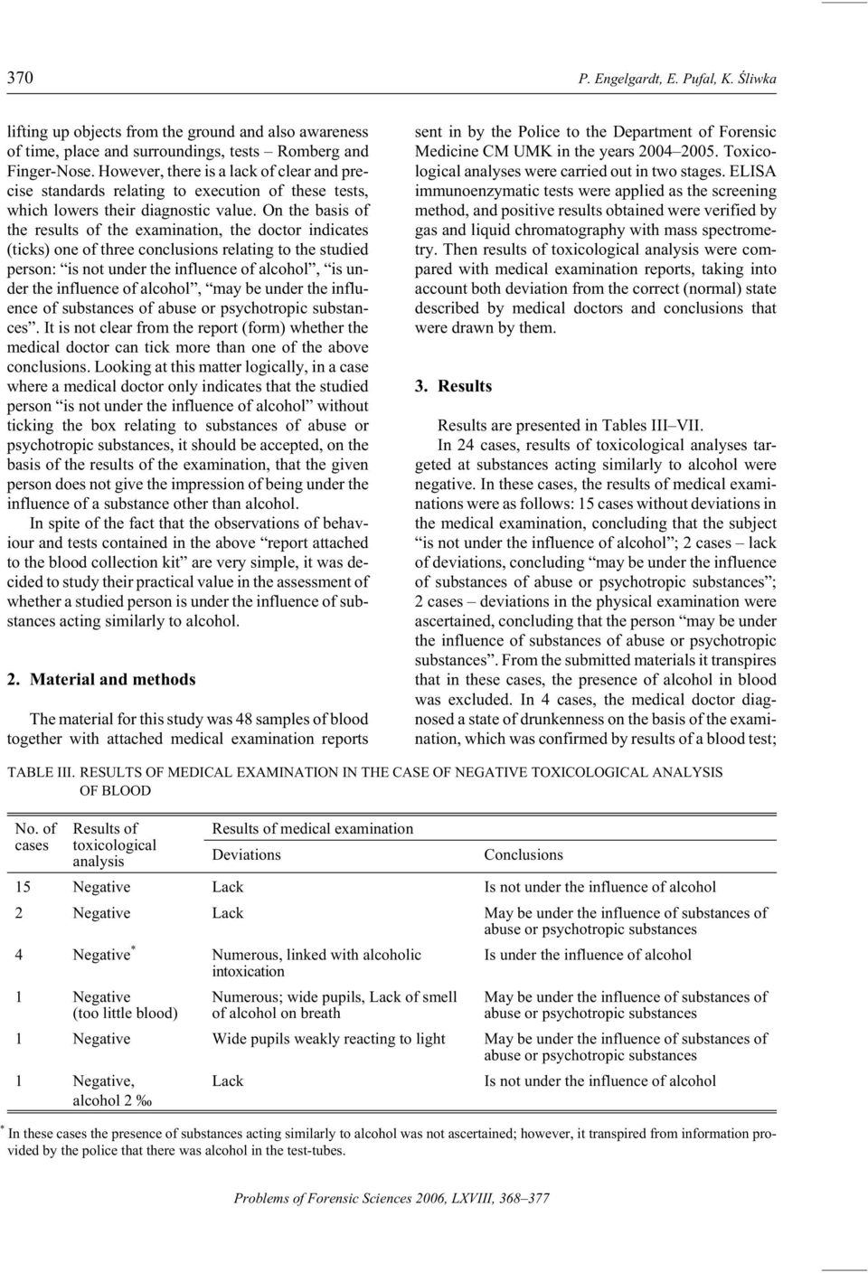 On the ba sis of the re sults of the ex am i na tion, the doc tor in di cates (ticks) one of three con clu sions re lat ing to the stud ied per son: is not un der the in flu ence of al co hol, is un