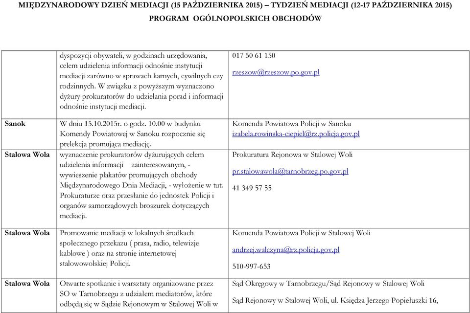 00 w budynku Komendy Powiatowej w Sanoku rozpocznie się prelekcja promująca mediację.