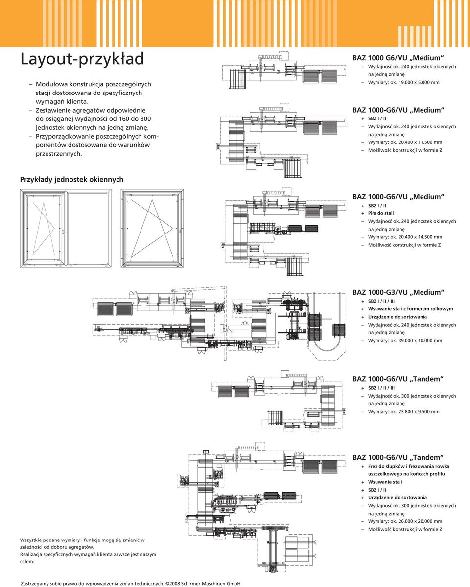000 x 5.000 mm BAZ 1000-G6/VU Medium + SBZ I / II Wymiary: ok. 20.400 x 11.