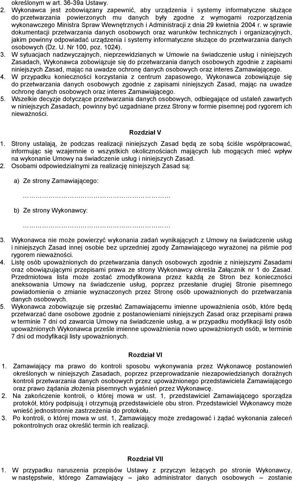 Wewnętrznych i Administracji z dnia 29 kwietnia 2004 r.