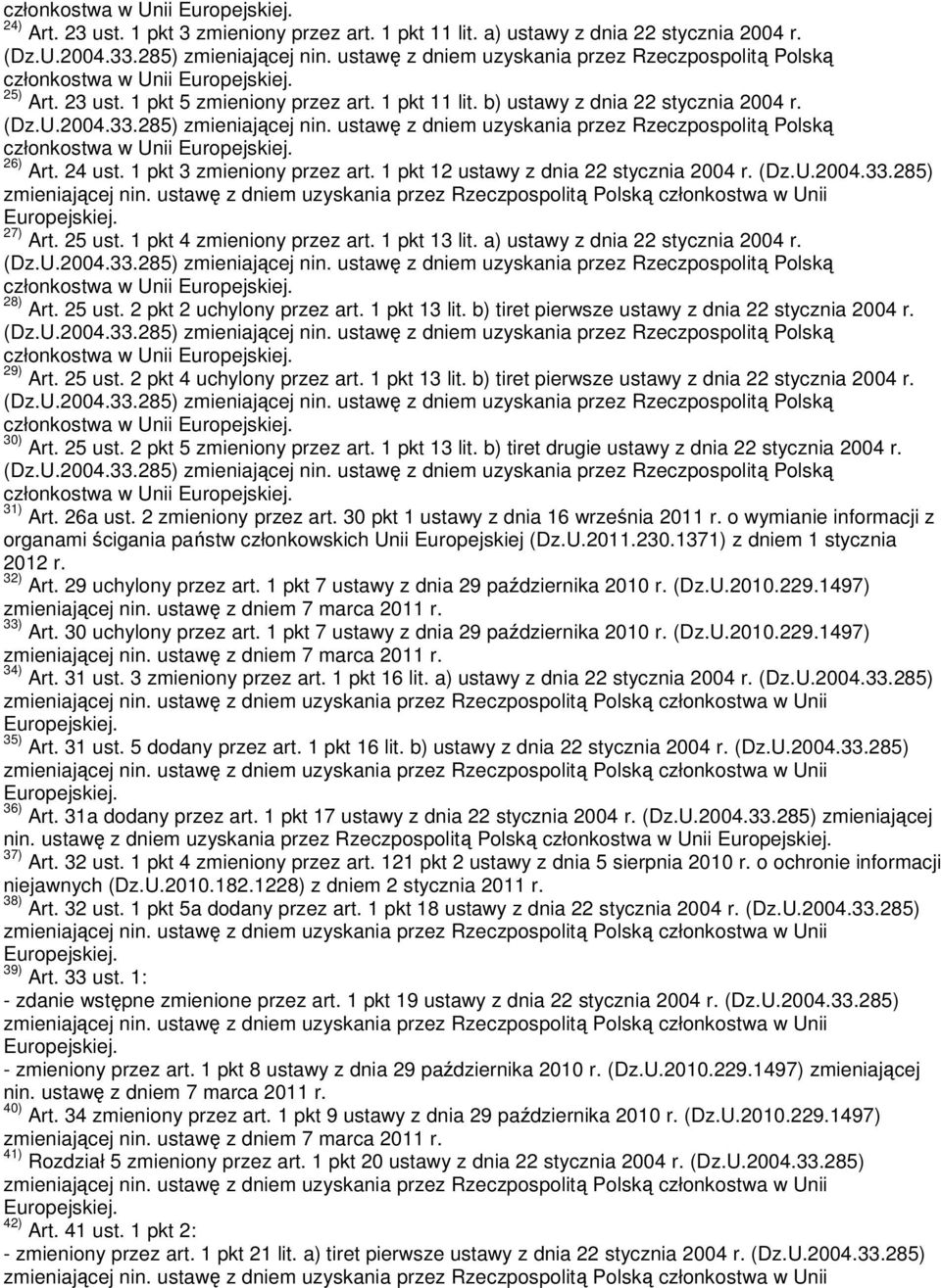 a) ustawy z dnia 22 stycznia 2004 r. członkostwa w Unii 28) Art. 25 ust. 2 pkt 2 uchylony przez art. 1 pkt 13 lit. b) tiret pierwsze ustawy z dnia 22 stycznia 2004 r. członkostwa w Unii 29) Art.