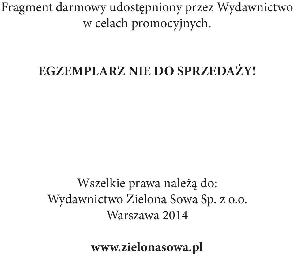 EGZEMPLARZ NIE DO SPRZEDAŻY!