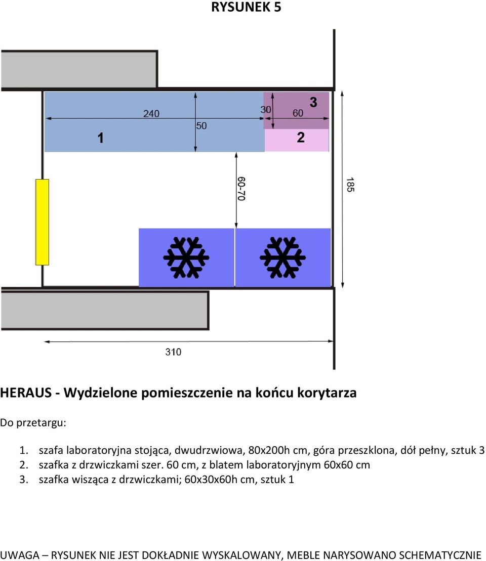 przeszklona, dół pełny, sztuk 3 2. szafka z drzwiczkami szer.