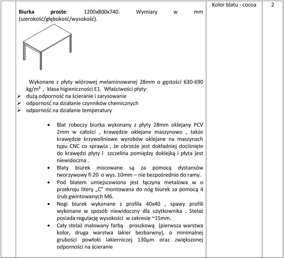 w całości, krawędzie oklejane maszynowo, także krawędzie krzywoliniowe wyrobów oklejane na maszynach typu CNC co sprawia, że obrzeże jest dokładniej dociśnięte do krawędzi płyty i szczelina pomiędzy